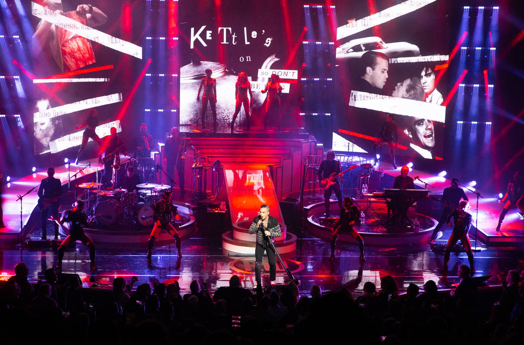 Robbie Williams debuts his residency, "Live In Las Vegas," at Encore Theater at Wynn Las Vegas on Wednesday, March 6, 2019. (Erik Kabik Photography/erikkabik.com)