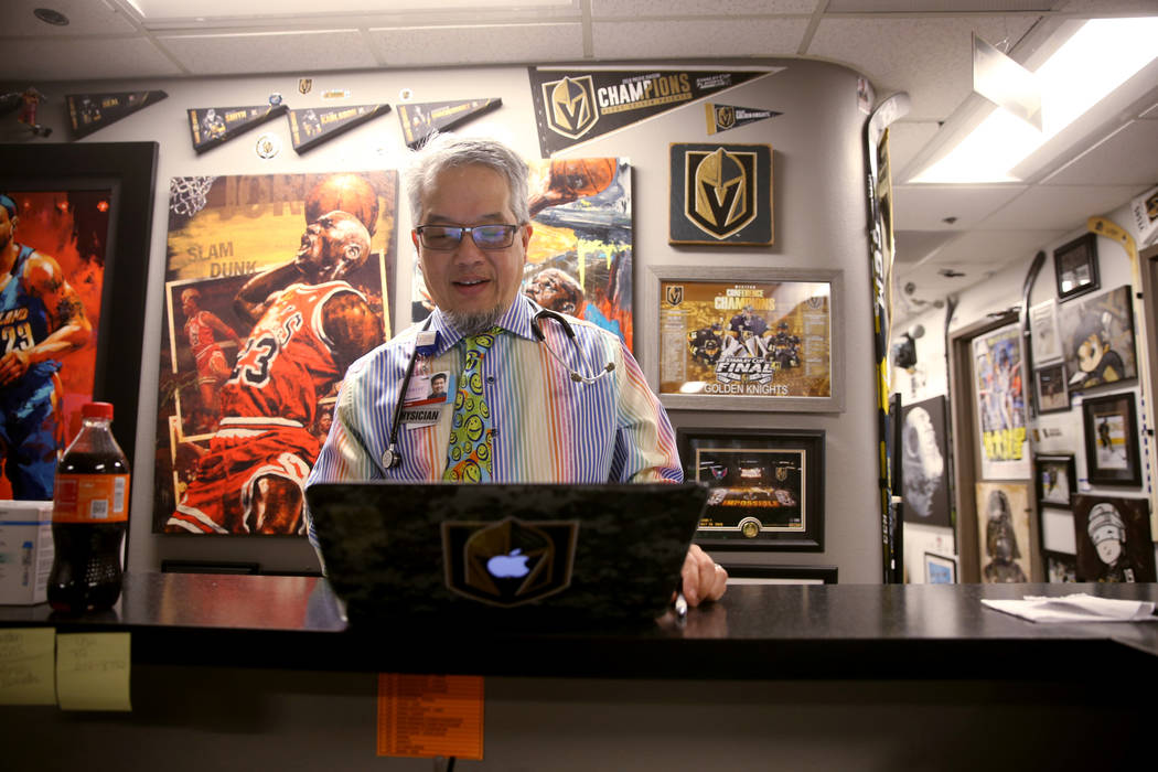 Pulmonologist Dr. Craig Nakamura, director of the Cystic Fibrosis Center of Southern Nevada, works in his Las Vegas office Thursday, March 7, 2019. (K.M. Cannon/Las Vegas Review-Journal) @KMCannon ...