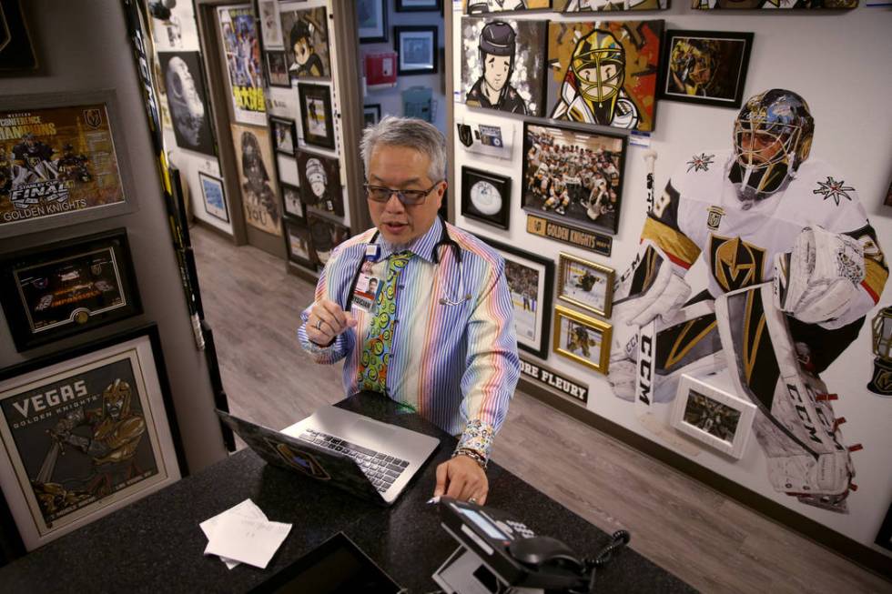 Pulmonologist Dr. Craig Nakamura, director of the Cystic Fibrosis Center of Southern Nevada, works in his Las Vegas office Thursday, March 7, 2019. (K.M. Cannon/Las Vegas Review-Journal) @KMCannon ...