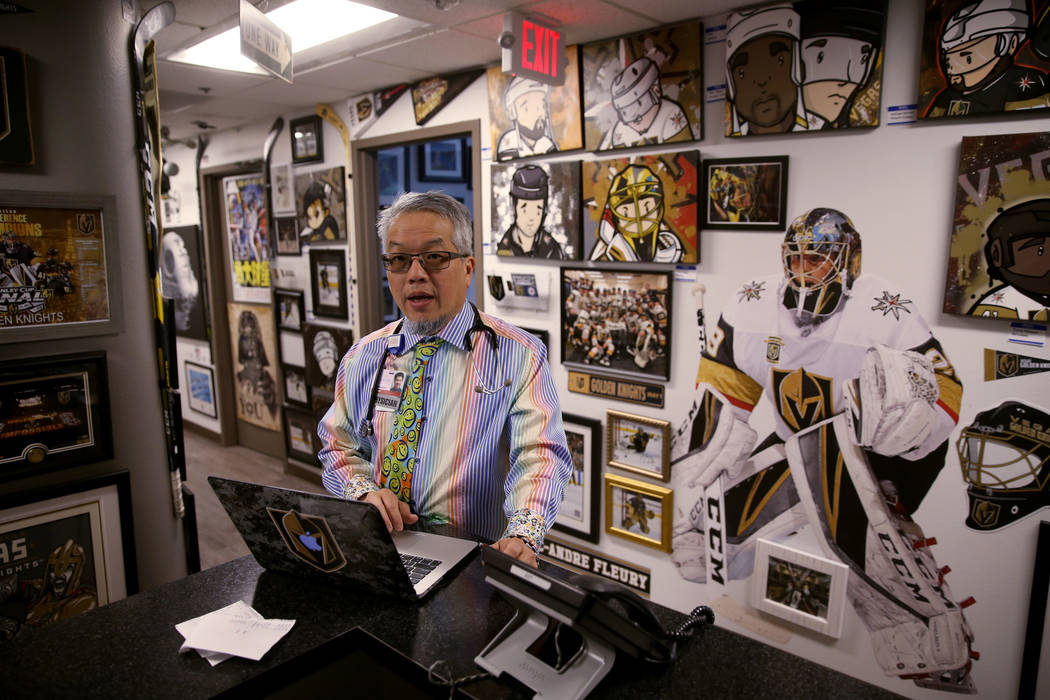 Pulmonologist Dr. Craig Nakamura, director of the Cystic Fibrosis Center of Southern Nevada, works in his Las Vegas office Thursday, March 7, 2019. (K.M. Cannon/Las Vegas Review-Journal) @KMCannon ...