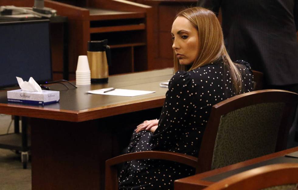 In this Jan. 10, 2019, file photo, Las Vegas attorney Alexis Plunkett is seen during her court hearing, Thursday, Jan. 10, 2019, at the Regional Justice Court in Las Vegas. Heidi Fang Las Vegas Re ...