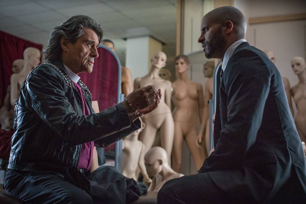 Mr. Wednesday (Ian McShane), left, and Shadow Moon (Ricky Whittle) appear in a scene from "American Gods." (Starz)
