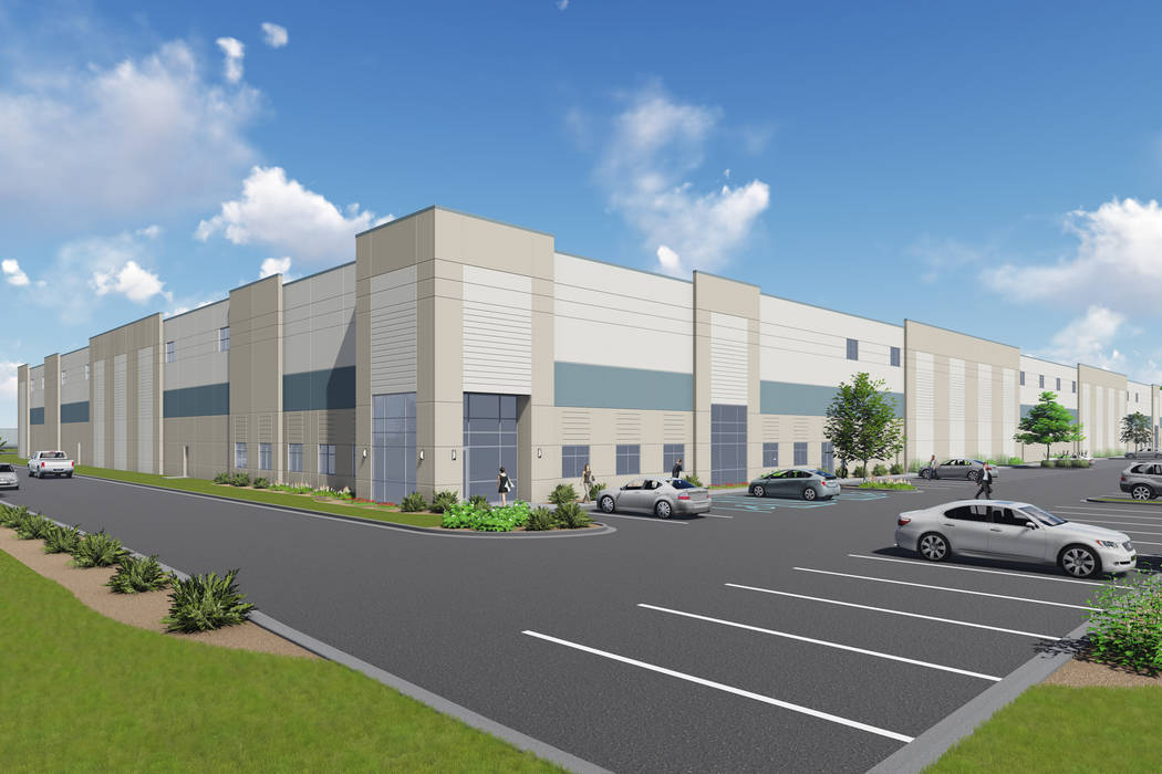 Indiana developer Becknell Industrial plans to build a nearly 300,000-square-foot warehouse project, a rendering of which is seen here, near the Las Vegas Motor Speedway. (Courtesy of Colliers Int ...