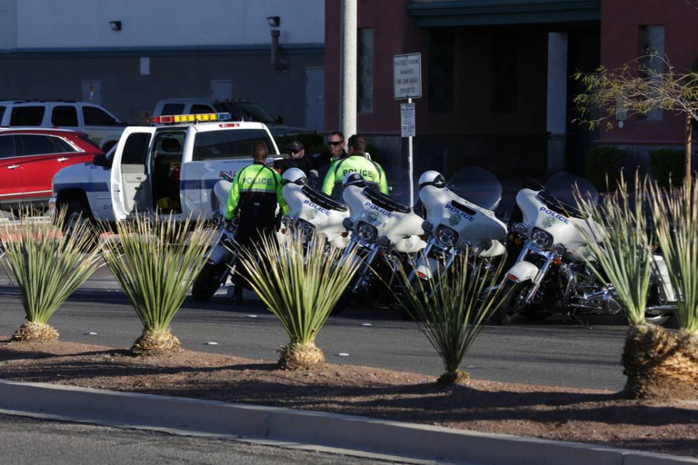 Henderson police investigate auto pedestrian accident in Henderson on Friday, March 8, 2019. (Michael Quine/Las Vegas Review-Journal) @Vegas88s