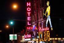 Neon lights blaze at the Nevada Hotel in downtown Ely, June 14, 2002. (Craig L. Moran/Las Vegas Review-Journal)