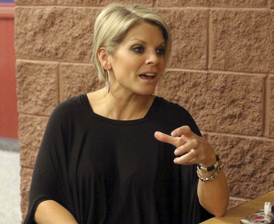 American Preparatory Academy director Rachelle Hulet responds to a question about the hiring of athletic director Dave Bliss during an interview on the school's campus in Las Vegas, Thursday, Jan. ...