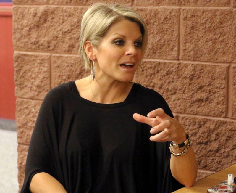 American Preparatory Academy director Rachelle Hulet responds to a question about the hiring of athletic director Dave Bliss during an interview on the school's campus in Las Vegas, Thursday, Jan. ...