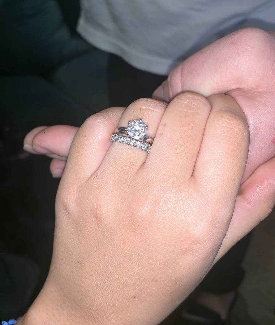 Olivia Rademann shows her 1.5-karat wedding band. She and Austin "Chumlee" Russell are to be legally married in May in Hawaii. (Austin Russell)