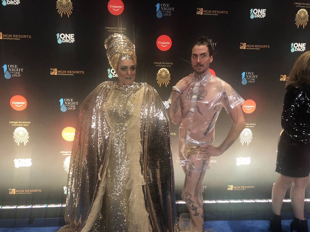 Miss Behave and Tiffany of "Miss Behave Game Show" at Bally's are shown on the Blue Carpet prior to "One Night For One Drop," held at O Theater at the Bellagio on Friday, March 8, 2019.( John Kats ...