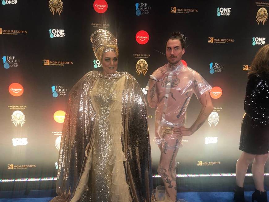 Miss Behave and Tiffany of "Miss Behave Game Show" at Bally's are shown on the Blue Carpet prior to "One Night For One Drop," held at O Theater at the Bellagio on Friday, March 8, 2019.( John Kats ...