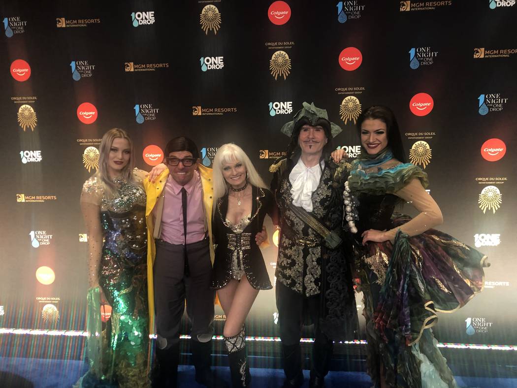 The cast of "Wow -- World of Wonder" at the Rio is shown on the Blue Carpet prior to "One Night For One Drop," held at O Theater at the Bellagio on Friday, March 8, 2019.( John Katsilometes/Las V ...