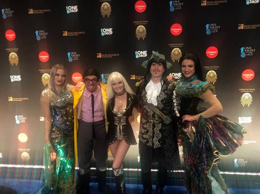 The cast of "Wow -- World of Wonder" at the Rio is shown on the Blue Carpet prior to "One Night For One Drop," held at O Theater at the Bellagio on Friday, March 8, 2019.( John Katsilometes/Las V ...