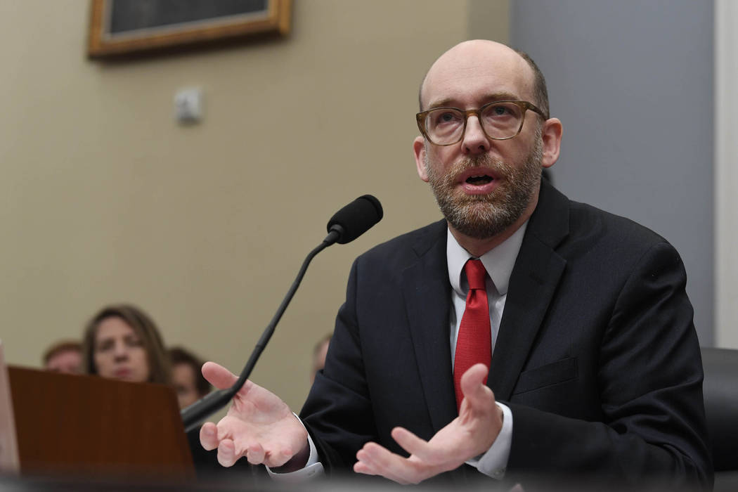 Office of Management and Budget Acting Director Russell Vought testifies before the House Budget Committee on Capitol Hill in Washington, Tuesday, March 12, 2019, during a hearing on the fiscal ye ...