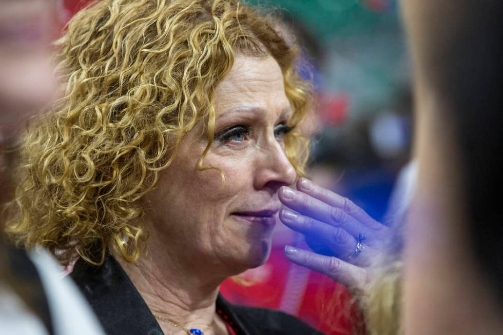 A St. Mary's fan gets emotional after the Gaels upset Gonzaga 60-47 to win the West Coast Conference championship on Tuesday, March 12, 2019, at Orleans Arena, in Las Vegas. (Benjamin Hager Review ...