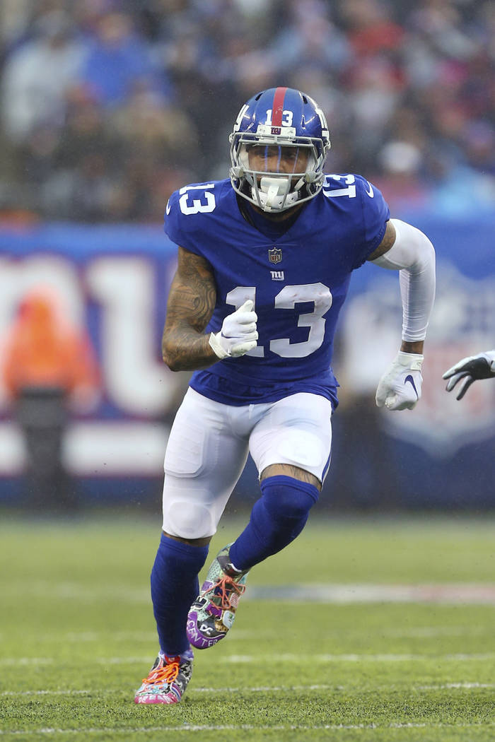 New York Giants wide receiver Odell Beckham (13) in action against the Chicago Bears during an NFL football game on Sunday, Dec. 2, 2018, in East Rutherford, N.J. (AP Photo/Rich Schultz)
