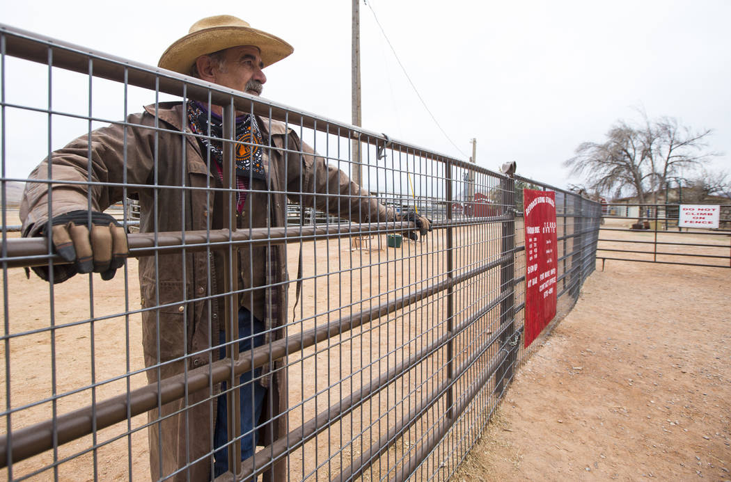 Ranch hand Steve Myers, who works at the Red Rock Riding Stables, looks out at Bonnie Springs Ranch outside of Las Vegas on Saturday, Jan. 12, 2019. The ranch is under contract to be sold and demo ...