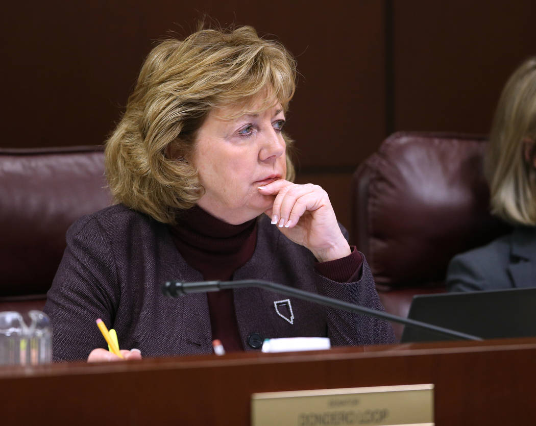 Sen. Marilyn Dondero Loop, D-Las Vegas, during a Judiciary Committee meeting in the Legislative Building in Carson City Wednesday, Feb. 6, 2019. (K.M. Cannon/Las Vegas Review-Journal) @KMCannonPhoto