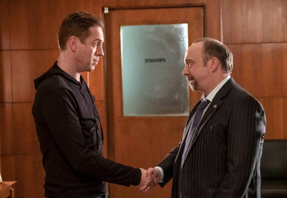 Damian Lewis as "Axe" and Paul Giamatti as Chuck Rhoades in BILLIONS (Season 4, Episode 4, "Overton Window"). - Photo: Jeff Neumann/SHOWTIME