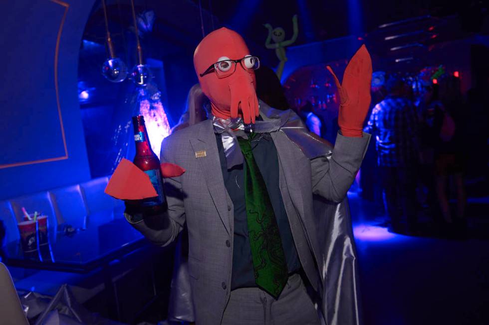 This costumed treasure celebrates the first anniversary of "Opium" at the Cosmopolitan of Las Vegas on Tuesday, March 12, 2019. (Spiegelworld)
