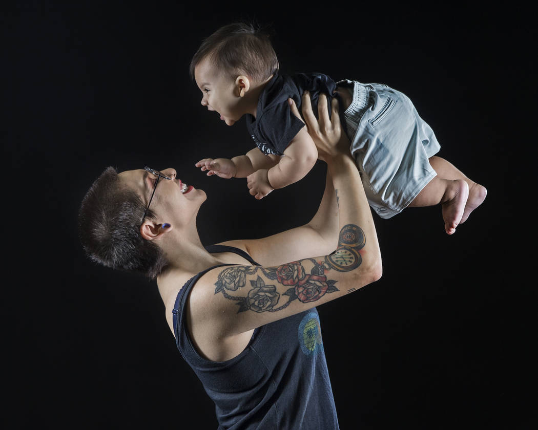 Mariam Finch holds son Xander, 3, at the Review-Journal studio on Tuesday, Sept. 4, 2018, in Las Vegas. Benjamin Hager Las Vegas Review-Journal @benjaminhphoto