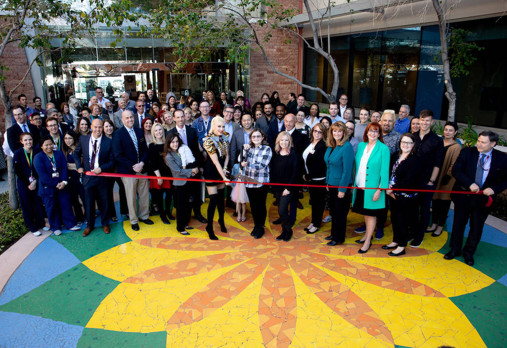 Gwen Stefani and childhood cancer survivor Kaila Elder cut the ribbon to officially recognize the new home of Cure 4 The Kids Foundation in the One Breakthrough Way building on the Summerlin campu ...