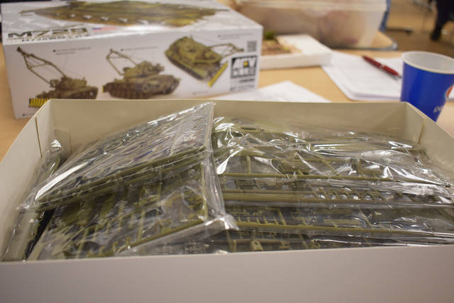 An unbuilt model kit of a armored tank. (Rachel Spacek/Las Vegas Review-Journal @Rachel Spacek)