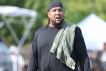 Oakland Raiders offensive tackle Donald Penn at the team's NFL training camp at the Napa Memorial Stadium in Napa, Calif., Saturday, July 28, 2018. Heidi Fang Las Vegas Review-Journal @HeidiFang