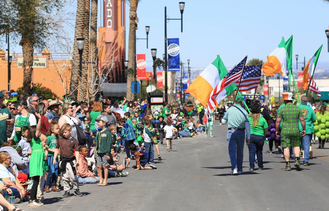 Parade goers line Water Street in Henderson, Nev., the 53rd Annual Southern Nevada Sons & Daughters of Erin St. Patrick's Day parade on Saturday, March 16, 2019. Brett Le Blanc/Las Vegas Revie ...