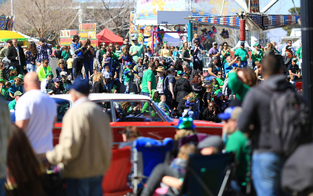 Parade goers line Water Street in Henderson, Nev., the 53rd Annual Southern Nevada Sons & Daughters of Erin St. Patrick's Day parade on Saturday, March 16, 2019. Brett Le Blanc/Las Vegas Revie ...