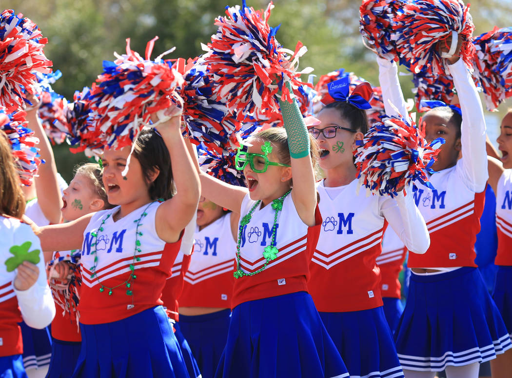 The Nate Mack Spirit Squad performs in the 53rd Annual Southern Nevada Sons & Daughters of Erin St. Patrick's Day parade in Henderson, Nev., on Saturday, March 16, 2019. Brett Le Blanc/Las Veg ...