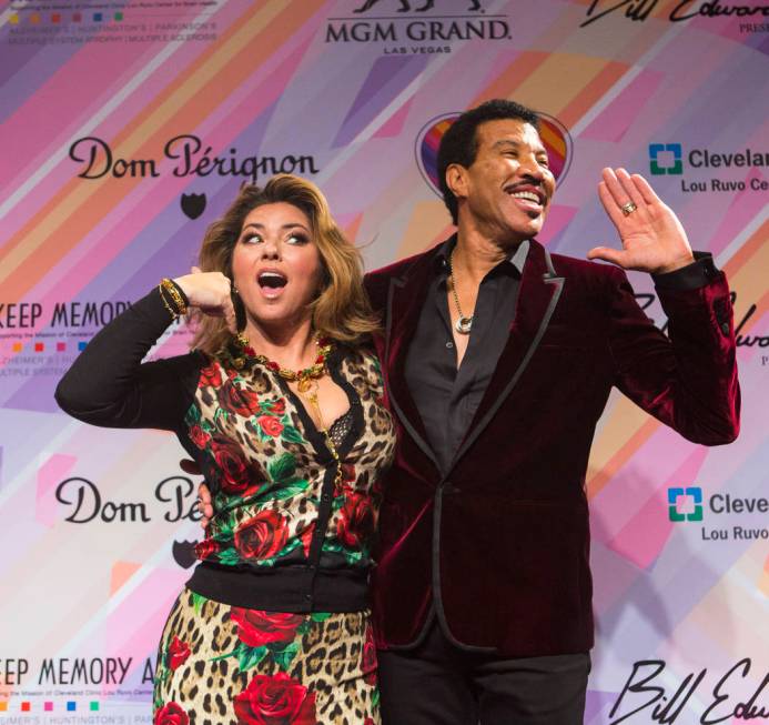 Shania Twain, left, and Lionel Richie pose on the red carpet for Keep Memory Alive's 23rd annual Power of Love gala, raising money for Cleveland Clinic Lou Ruvo Center for Brain Health's programs ...