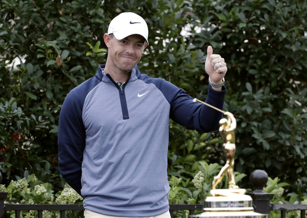 Rory McIlroy, of Northern Ireland, gives a thumbs-up after winning The Players Championship golf tournament Sunday, March 17, 2019, in Ponte Vedra Beach, Fla. (AP Photo/Lynne Sladky)