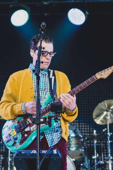 Weezer performs at 2015 KROQ Almost Acoustic Christmas at The Forum on Saturday, Dec. 12, 2015, in Inglewood, Calif. (Photo by Jeff Lombardo/Invision/AP)