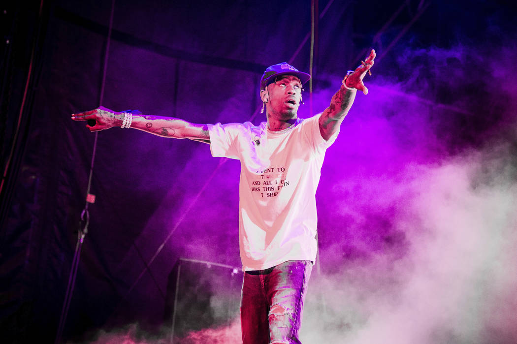 Travis Scott performs at the Voodoo Music Experience in City Park on Saturday, Oct. 27, 2018, in New Orleans. (Amy Harris/Invision/AP)