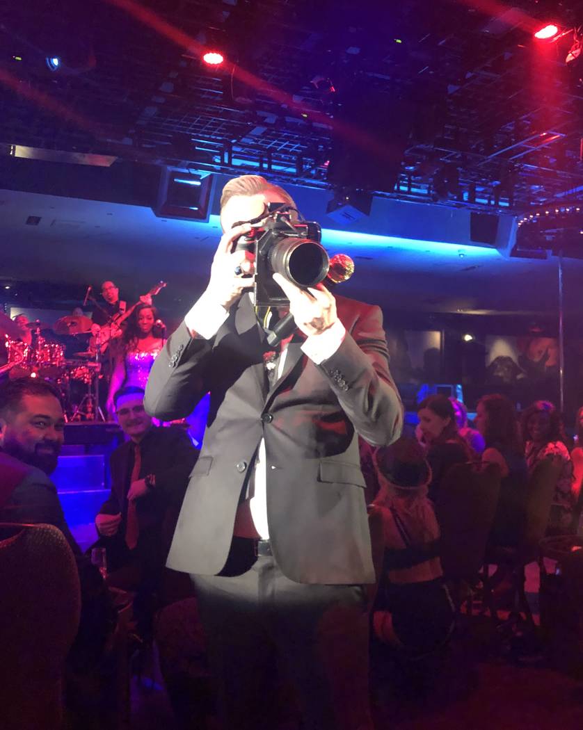 Matt Goss focuses Denise Truscello's camera on the Las Vegas photographer during his show on Sunday, March 17, 2019. (John Katsilometes/Las Vegas Review-Journal) @JohnnyKats