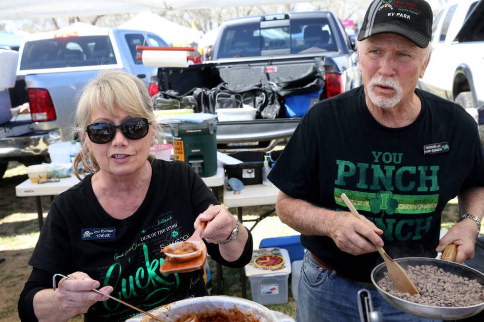 Lynn and Harry Robinson of Roseville, California, offer People's Choice chili at the Nevada State Chili Cook-off at Petrack Park in Pahrump Sunday, March 17, 2019. (K.M. Cannon/Las Vegas Review-Jo ...