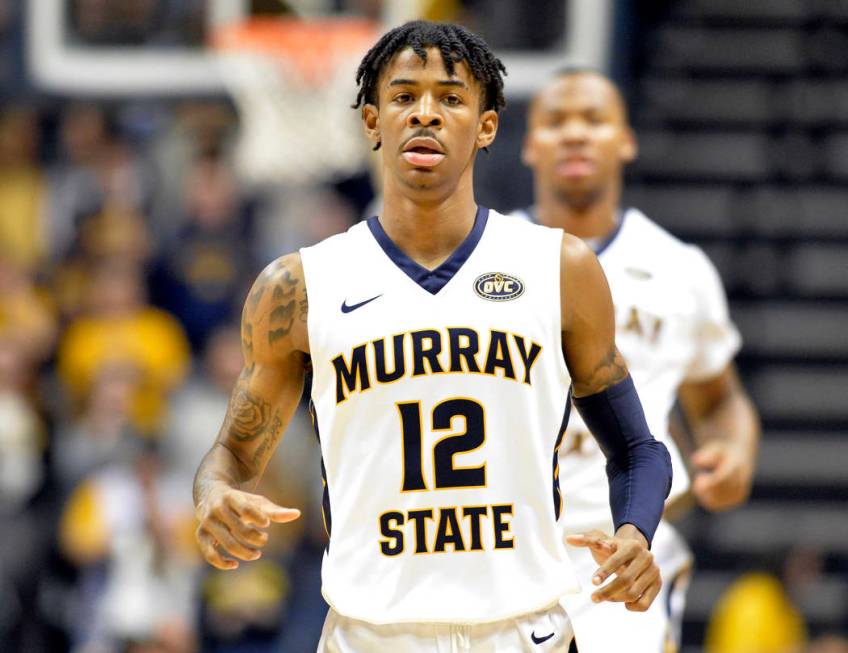 Murray State's Ja Morant in action during the first half of an NCAA college basketball game against SIU - Edwardsville in Murray, Ky., Saturday, Feb. 9, 2019. (AP Photo/Timothy D. Easley)