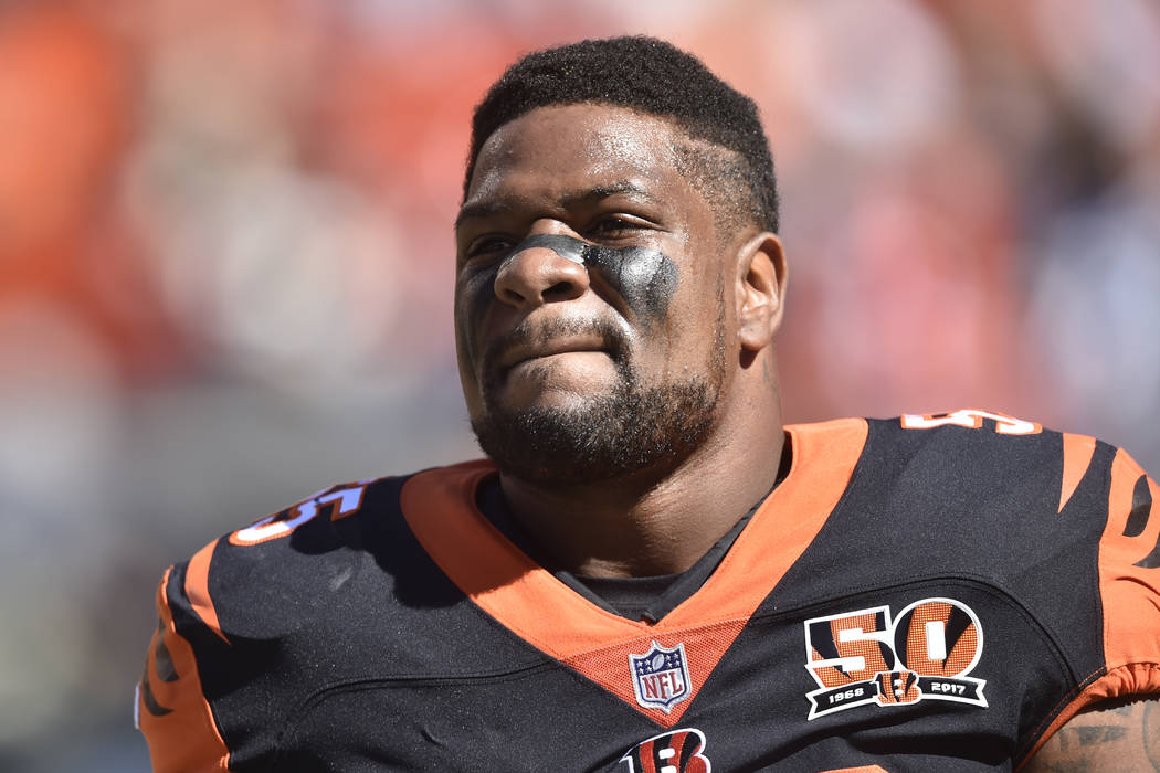 In this Oct. 1, 2017, file photo, Cincinnati Bengals outside linebacker Vontaze Burfict walks on the field before an NFL football game against the Cleveland Browns in Cleveland. (AP Photo/David Ri ...