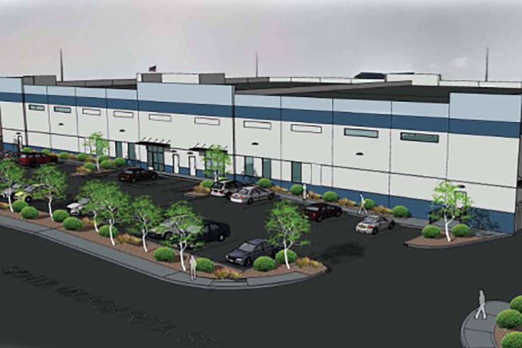 Brass Cap Development announced that it’s building a roughly 40,000-square-foot industrial project called SanTico, a rendering of which is seen here, in the southwest Las Vegas Valley. (Courtesy ...