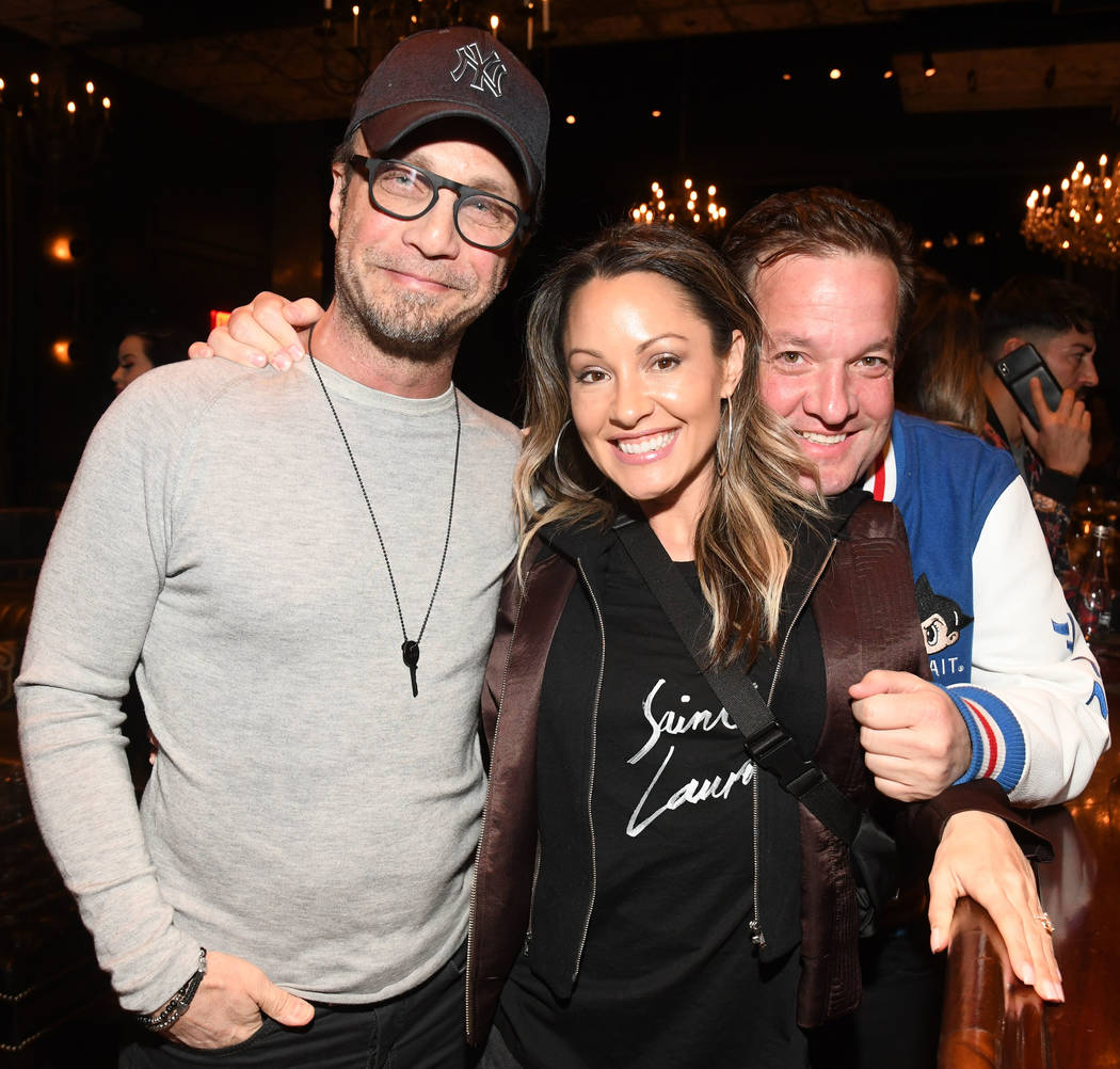Britney Spears' manager Larry Rudolph, Jen Barnet and Jeff Beacher are shown at The Barbershop Cuts and Cocktails at the Cosmopolitan of Las Vegas on Saturday, March 16, 2019. (Michael Simon/start ...