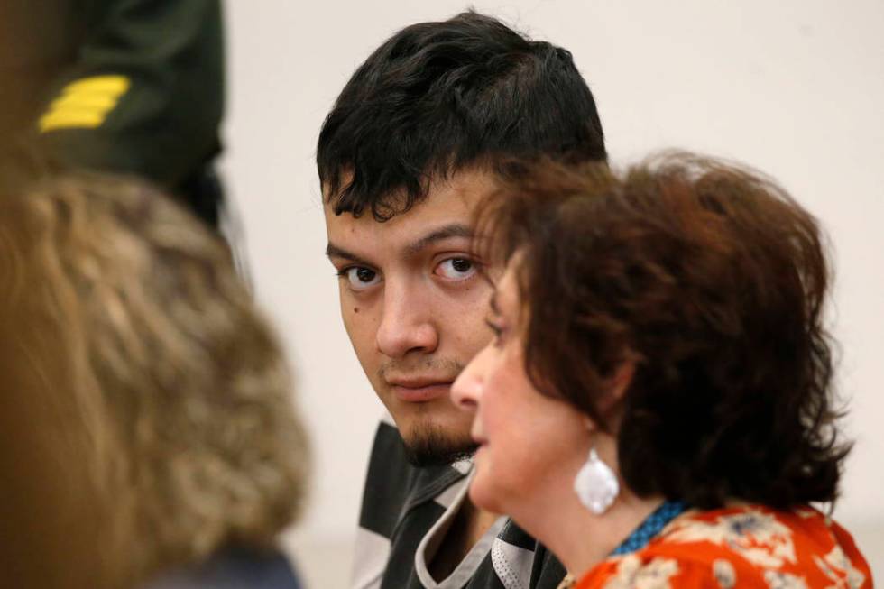 Wilber Martinez-Guzman appears in Carson City Justice Court on Thursday, Jan. 24, 2019. Martinez-Guzman, who is currently facing 36-counts of weapons and stolen property-related charges, is also e ...