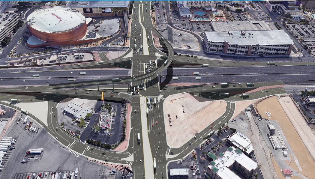 A rendering of what the $200 million Interstate 15/Tropicana interchange project will look like once completed in 2024. (Courtesy: NDOT)