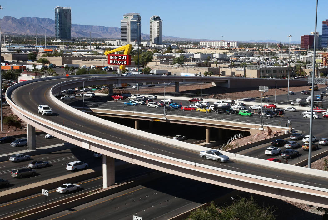 Commuters on the Tropicana Avenue interchange at Interstate 15, Monday, Oct. 9, 2017, in Las Vegas. Bizuayehu Tesfaye Las Vegas Review-Journal @bizutesfaye