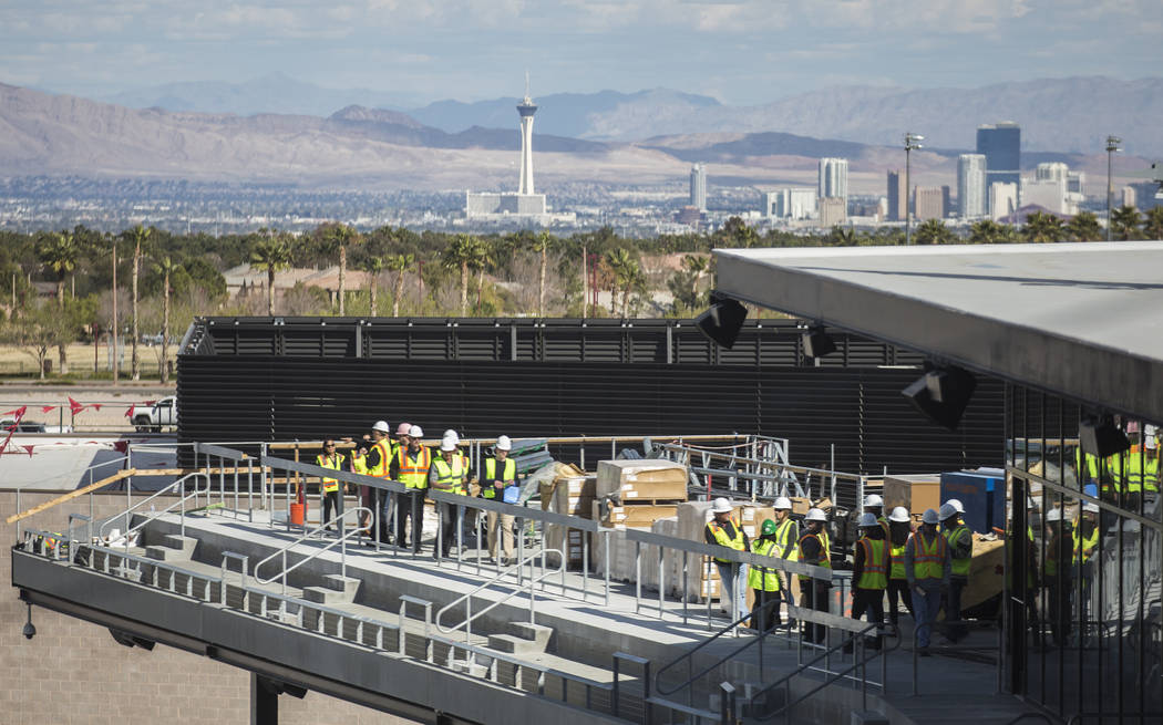 Work continues on Las Vegas Ballpark in anticipation of the home opener on April 9 for the Las Vegas Aviators on Thursday, March 21, 2019, in Las Vegas. (Benjamin Hager Review-Journal) @BenjaminHphoto