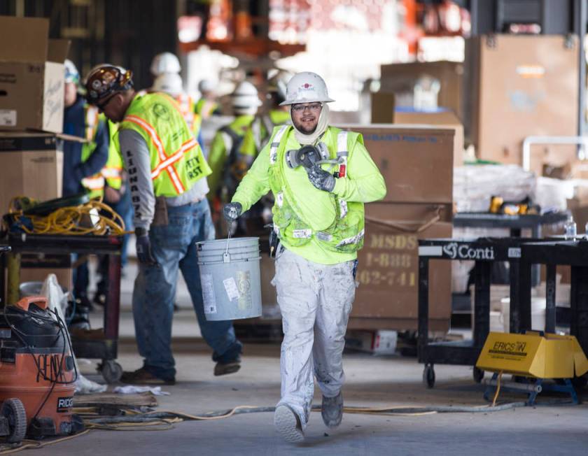 Work continues on Las Vegas Ballpark in anticipation of the home opener on April 9 for the Las Vegas Aviators on Thursday, March 21, 2019, in Las Vegas. (Benjamin Hager Review-Journal) @BenjaminHphoto