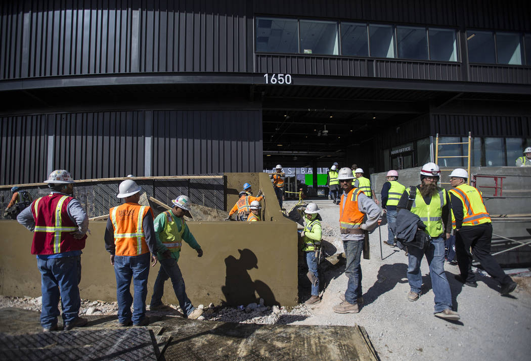 Work continues on Las Vegas Ballpark in anticipation of the home opener on April 9 for the Las Vegas Aviators on Thursday, March 21, 2019, in Las Vegas. (Benjamin Hager Review-Journal) @BenjaminHphoto