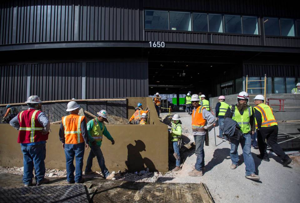 Work continues on Las Vegas Ballpark in anticipation of the home opener on April 9 for the Las Vegas Aviators on Thursday, March 21, 2019, in Las Vegas. (Benjamin Hager Review-Journal) @BenjaminHphoto