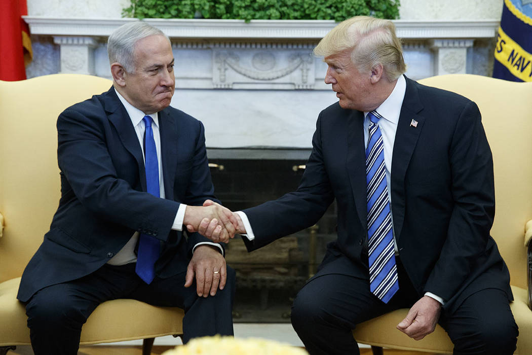 President Donald Trump meets with Israeli Prime Minister Benjamin Netanyahu in the Oval Office of the White House, Monday, March 5, 2018, in Washington. (AP Photo/Evan Vucci)