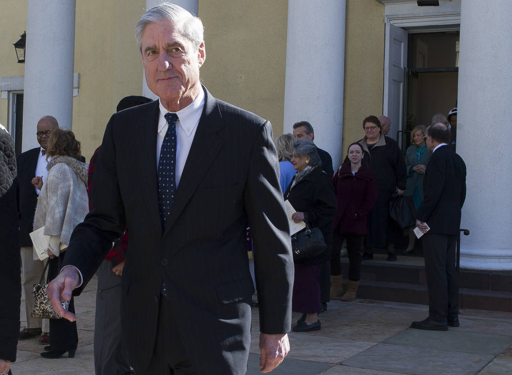 Special Counsel Robert Mueller departs St. John's Episcopal Church, across from the White House, after attending morning services, in Washington, Sunday, March 24, 2019. Mueller closed his long an ...