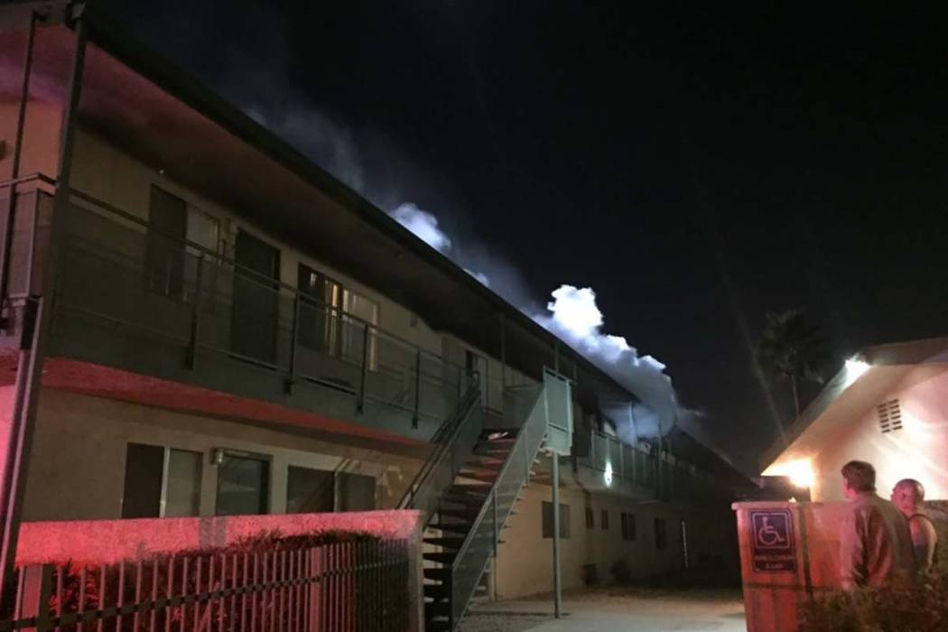 The Las Vegas Fire Department responded to an early morning fire on Monday, March 25, 2019, at an apartment complex at 2717 Kings Way, near Valley View and Sahara. (Las Vegas Fire Department)